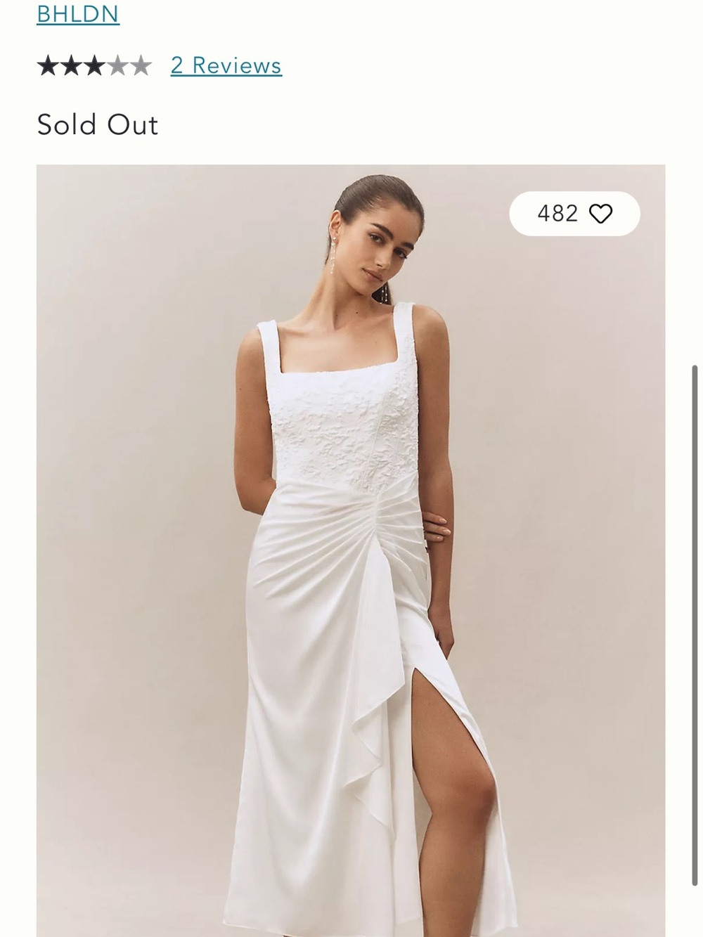 BHLDN White Square-Neck Corset Midi Dress